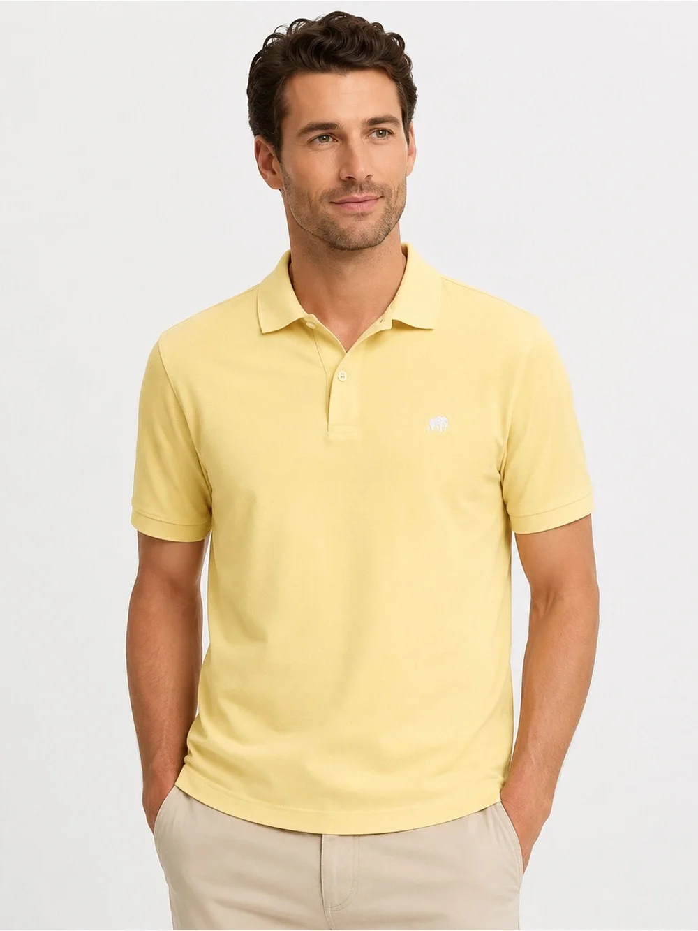 Banana Republic Yellow Polo Shirt Men’s Large Cotton Stretch Elephant Logo